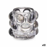 Kaarshouder Microbolletjes Grijs Kristal 8,4 x 9 x 8,4 cm (12 Stuks)