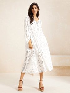 Casual Plain Lace Dress With No