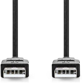 USB-Kabel | USB 2.0 | USB-A Male | USB-A Male | 480 Mbps | Vernikkeld | 3.00 m | Rond | PVC | Zwart