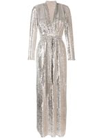 Badgley Mischka robe ornée de sequins à coupe longue - Argent