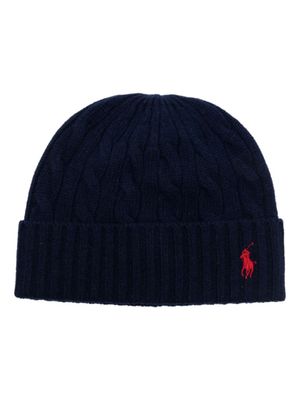 Polo Ralph Lauren bonnet en maille torsadée à logo brodé - Bleu