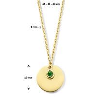 Ketting Graveerplaatje Geboortesteen Mei geelgoud-zirconia groen 45-49 cm