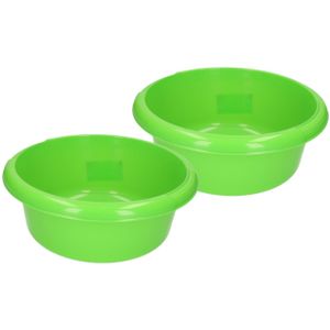 Set van 2x stuks ronde afwasteiltjes / afwasbakken groen 6,2 liter