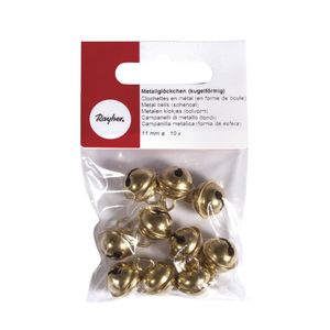 10x Gouden metalen belletjes met oog 11 mm hobby/knutsel benodigdheden   -
