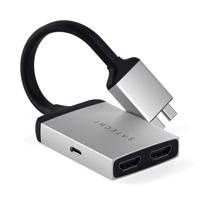 Satechi ST-TCDHAS USB-C / HDMI Adapter [2x USB-C stekker - 2x HDMI-bus] Zilver, Zwart 4K UHD 15.6 cm