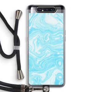 Waterverf blauw: Samsung Galaxy A80 Transparant Hoesje met koord