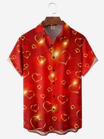 Valentine's Day Chest Pocket Short Sleeve Casual Shirt - thumbnail