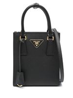 Prada sac cabas Saffiano à plaque logo - Noir - thumbnail