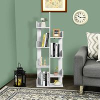 Boekenkast in Boomvorm Staand Rek met 8 Vakken Opbergrek voor Woonkamer/Slaapkamer/Kantoor 50 x 25 x 145 cm (Wit)