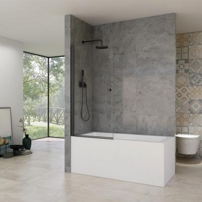 Badwand Van Rijn ST02 Klapwand 80x150 cm Helder Glas 6 mm Zwart van Rijn
