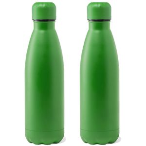 RVS waterfles/drinkfles - 2x - kleur groen - met schroefdop - 790 ml