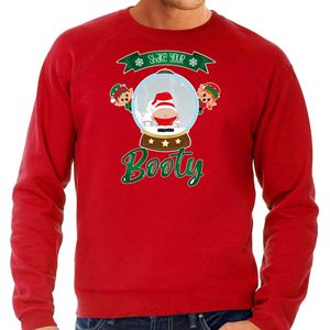 Foute Kersttrui/sweater voor heren - Kerstman sneeuwbol - rood - Shake Your Booty