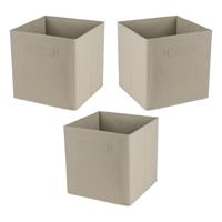 Opbergmand/kastmand Square Box - 3x - karton/kunststof - 29 liter - beige - 31 x 31 cm