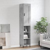 Hoge kast 34,5x34x180 cm bewerkt hout betongrijs