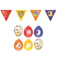 Haza Sinterklaas versiering - 3x rode vlaggenlijnen - van 6 meter - en 30x ballonnen