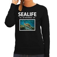 Zeeschildpad sweater / trui met dieren foto sealife of the world zwart voor dames