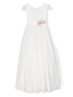 AMAYA robe en tulle à fleurs appliquées - Blanc