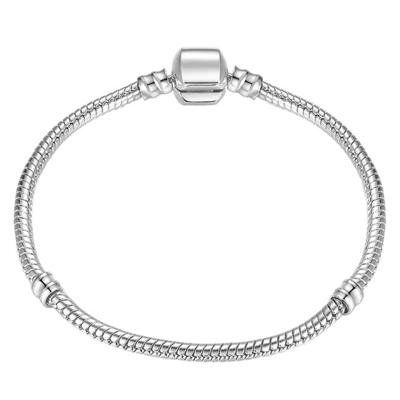 17-21cm zilveren slang keten link armband fit Europese charme Pandora armband lengte: 21cm (verzilverd)