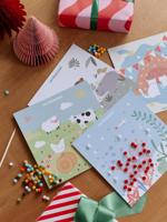 Set van borden met pompons meerkleurig