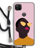 Yellow glasses: Pixel 4a Transparant Hoesje met koord