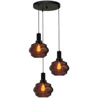 Masterlight 3-lichts vide hanglamp - zwart -Porto met Ball red glazen - Ø 24cm - 2712-05-05-35-3-1