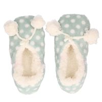 Meisjes ballerina sloffen/pantoffels mint groen met witte stippen maat 28-30