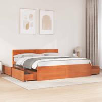 Bedframe zonder matras massief grenenhout wasbruin 180x200 cm