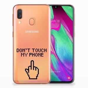 Samsung Galaxy A40 Silicone-hoesje Finger Don't Touch My Phone