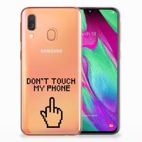 Samsung Galaxy A40 Silicone-hoesje Finger Don't Touch My Phone - thumbnail