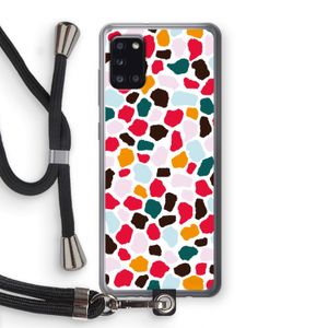 Colored Giraffe: Samsung Galaxy A31 Transparant Hoesje met koord