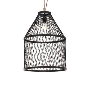 QAZQA Landelijke buiten hanglamp zwart rotan 40x55 cm - Calamus