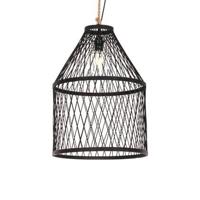 QAZQA Landelijke buiten hanglamp zwart rotan 40x55 cm - Calamus