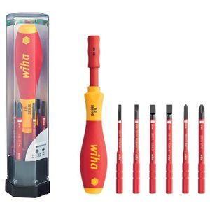 Electric slimVario starter pack, sleufkop Xeno sleufkop Pozidriv 2831 T703 7-delig SoftFinish Wiha