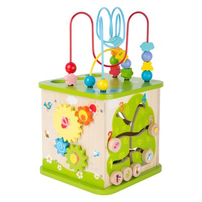 Small Foot houten activiteitenkubus met knikkerbaan, 8dlg.