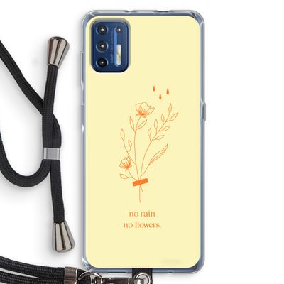 No rain no flowers: Motorola Moto G9 Plus Transparant Hoesje met koord