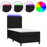vidaXL Boxspring met matras en LED stof zwart 90x190 cm - thumbnail
