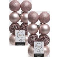 Decoris Kerstballen - 32x st - lichtroze - D6 cm - kunststof - kerstversiering