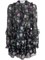 MSGM robe courte Poly à fleurs - Noir