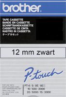 Labeltape Brother P-touch TC-101 12mm zwart op transparant - thumbnail