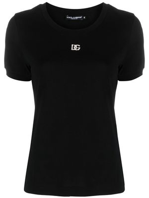 Dolce & Gabbana t-shirt à ornements en cristal - Noir