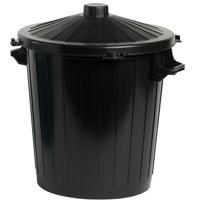 Vuilnisbak/prullenbak emmer met deksel - 50 liter - zwart - 51 x 65 cm - kunststof