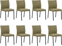 Set van 8 Olijfgroene leren moderne eetkamerstoelen Basic - poot vierkant zwart - Kenia Leer Olive (olijfgroen leer)