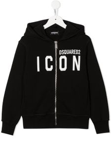 DSQUARED2 KIDS sweat à capuche zippé à logo imprimé - Noir