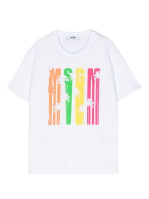 MSGM Kids t-shirt en coton à logo imprimé - Blanc