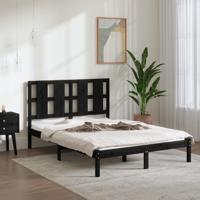 Bedframe massief grenenhout zwart 140x190 cm