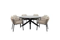 Qopps Ziggy tuintafel met 6 Felan dining tuinstoelen