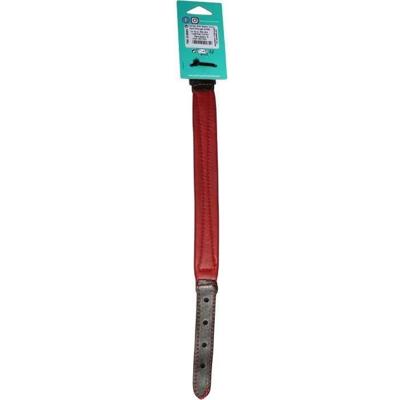 YAGO Zwart en rood lederen halsband Zacht en verstelbaar voor grote hond, maat L 43-52 cm