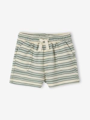 Gestreepte short met honingraat voor babyjongens wit, gestreept