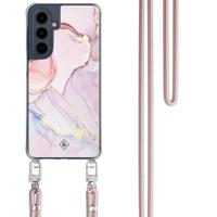 Samsung Galaxy A16 hoesje met rosegoud koord - Purple sky