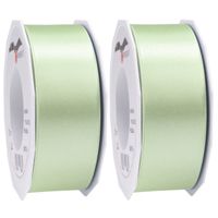 2x Luxe pastel groene satijnen lint rollen breed 4 cm x 25 meter cadeaulint verpakkingsmateriaal - Cadeaulinten - thumbnail